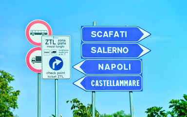 Road signs on Amalfi coast reflex