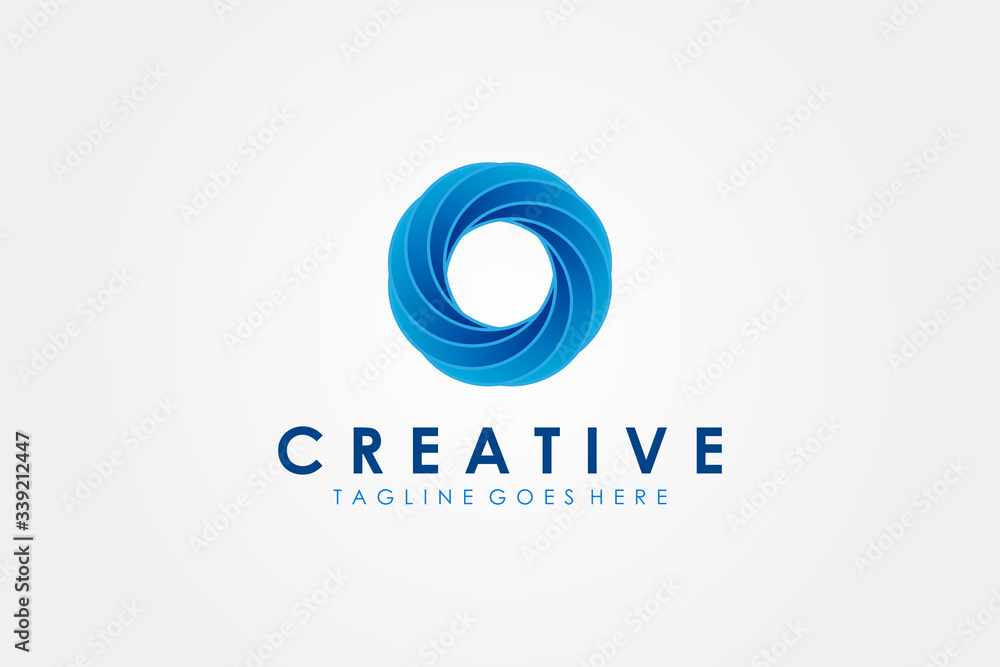 Poster abstract circular waves initial letter o logo. usable for business and technology logos. flat vector