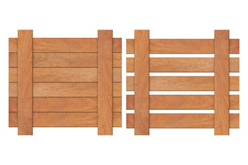 Set of Brown wooden fence isolated on white background with parallel plank old. Object with clipping path
