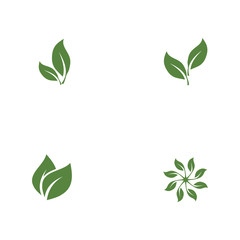 Set Green garden green leaf Logo Template