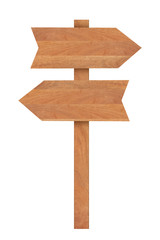 Wooden arrow sign boards isolated on white background with objects clipping path for design work