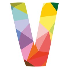 V colorful vector letter isolated on white background illustration