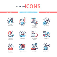 Coronavirus disease - colorful line design style icons