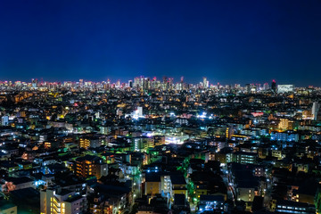 東京 夜景 練馬区役所 展望ロビーから 新宿方面