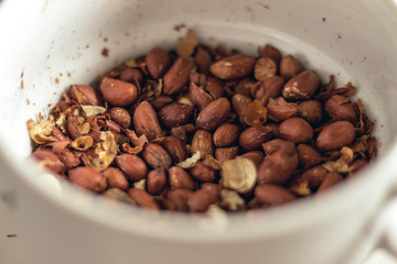 roasted peanut background in the plate