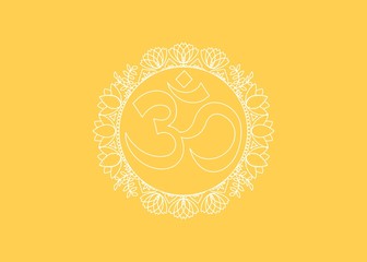 om symbol  on yellow sunny color 