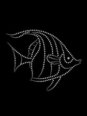 Illustration diamond fish ornament pattern on black background