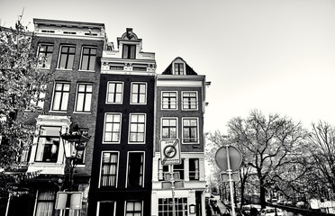 Leaning buildings in Amsterdam.