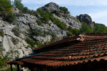 beautiful landscapes of white, green mountains and a spectacular blue sea