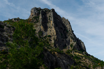 beautiful landscapes of white, green mountains and a spectacular blue sea