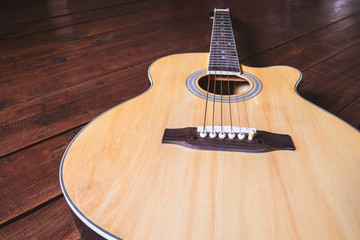 Acoustic guitar instrument on the table