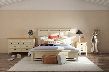 3d render of hotel bedroom