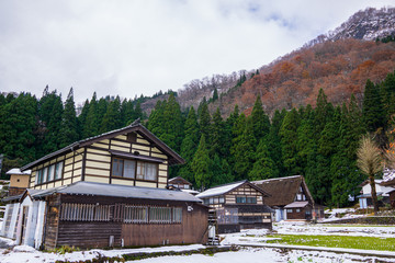 Fototapeta na wymiar Ainokura Gassho-style Village - Gokayama World Heritage Site