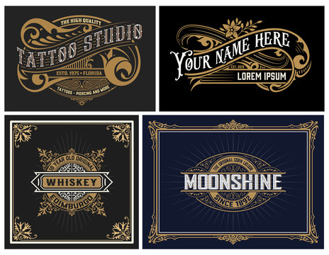 Set of 4 vintage Logos. Vector layered