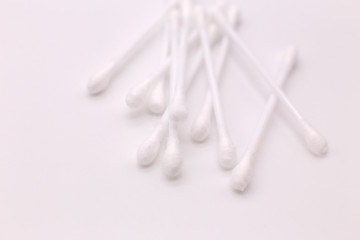 Cotton swabs on a white background