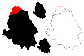 Obraz premium Haa District (Districts of Bhutan, Kingdom of Bhutan) map vector illustration, scribble sketch Haa map