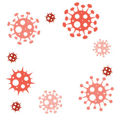 Coronavirus Covid 19. Corona virus icon. Red virus on white background isolated. Vector