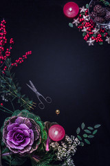 Dark background for autumn winter invitation