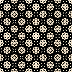 Seamless pattern. Vector abstract simple design. Beige flower elements on a black background. Modern minimal illustration perfect for backdrop graphic design, textiles, print, packing, etc.