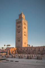 Koutoubia Mosque minaret during twilight located at medina quarter of Marrakesh, Morocco, North...