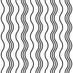 Vector Seamless Pattern. Black vertical wavy lines on a white background. Simple modern illustration great for festive background, design greeting cards, textiles, packing, wallpaper, etc.