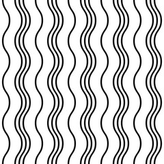 Vector Seamless Pattern. Black vertical wavy lines on a white background. Simple modern illustration great for festive background, design greeting cards, textiles, packing, wallpaper, etc.