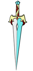 Cartoon Illustration of a Blue Sword