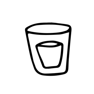 Simple Doodle illustration of a glass of water, juice, lemonade. Vector image of a glass