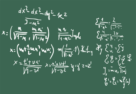 Handwritten mathematical equations.   Education background.
