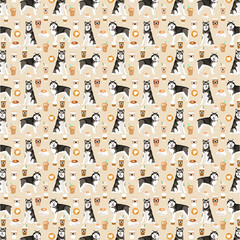 Alaskan Malamute Dog Pattern Fabric