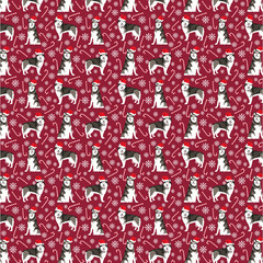 Alaskan Malamute Dog Pattern Fabric