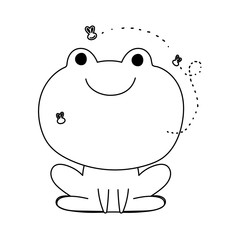frog with flies farm animal isolated icon on white background line style
