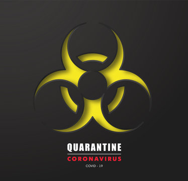 Coronavirus 2019-nCoV. Biohazard symbol,danger symbol on black background. COVID-19 Corona virus outbreaking and Pandemic concept.Vector illustration eps 10