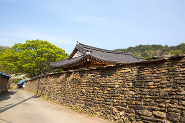 Stonewall. Hakdong traditional Village in Goseong-gun, South Korea.
