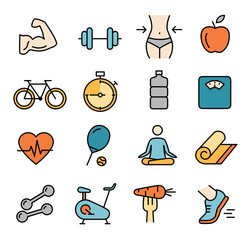 Fitness Health Icons Color