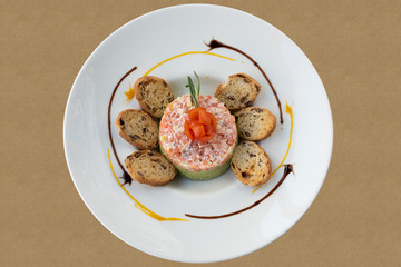 SALMON TARTAR WITH GUACAMOLE