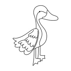 goose cartoon farm animal isolated icon on white background line style