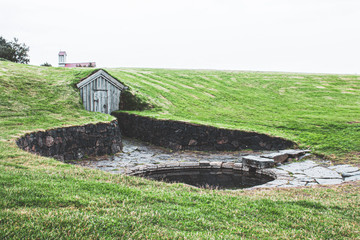 Icelandic grass roof cottage