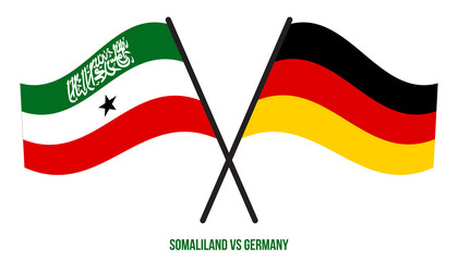 Somaliland and Germany Flags Crossed And Waving Flat Style. Official Proportion. Correct Colors