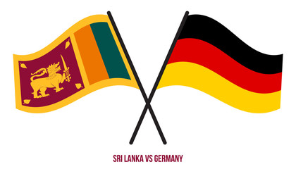 Sri Lanka and Germany Flags Crossed And Waving Flat Style. Official Proportion. Correct Colors