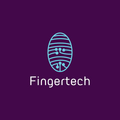 Finger Tech logo design vector template with Modern Line icon Concept style for app.