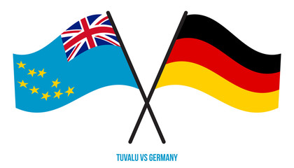 Tuvalu and Germany Flags Crossed And Waving Flat Style. Official Proportion. Correct Colors