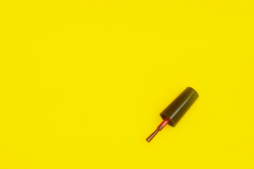 
Manicure and pedicure concept with red nail polish. Space for text