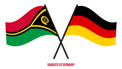 Vanuatu and Germany Flags Crossed And Waving Flat Style. Official Proportion. Correct Colors