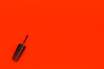 
Manicure and pedicure concept with red nail polish. Space for text