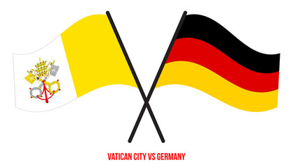 Vatican City and Germany Flags Crossed And Waving Flat Style. Official Proportion. Correct Colors
