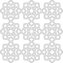 Black and white 2D CAD drawing of Islamic pattern. Islamic patterns use elements of geometry that are repeated in their designs.
