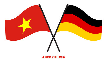 Vietnam and Germany Flags Crossed And Waving Flat Style. Official Proportion. Correct Colors