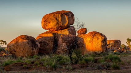 view of Devil's marbles and granite balls site, Australia