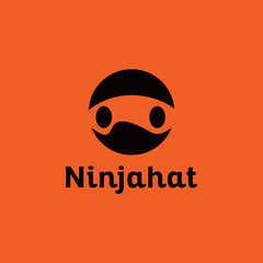 Ninja logo design vector template with silhouette icon Concept style for Esport.